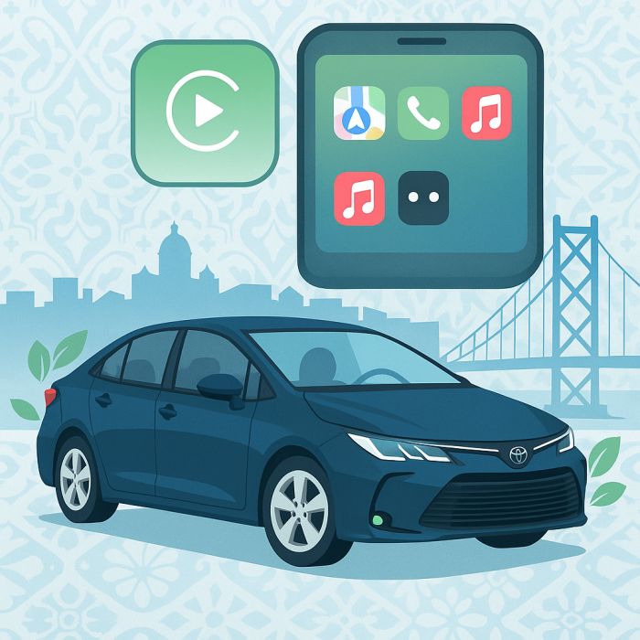 Lisbon Corolla Hybrid Rental with Apple CarPlay