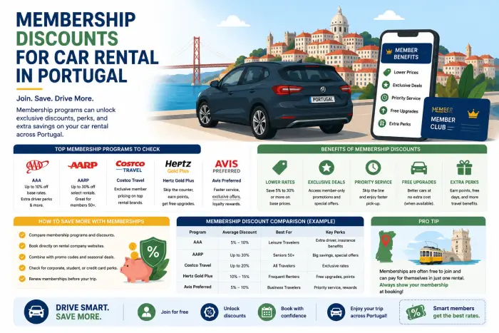 Membership Discounts for Car Rental in Portugal